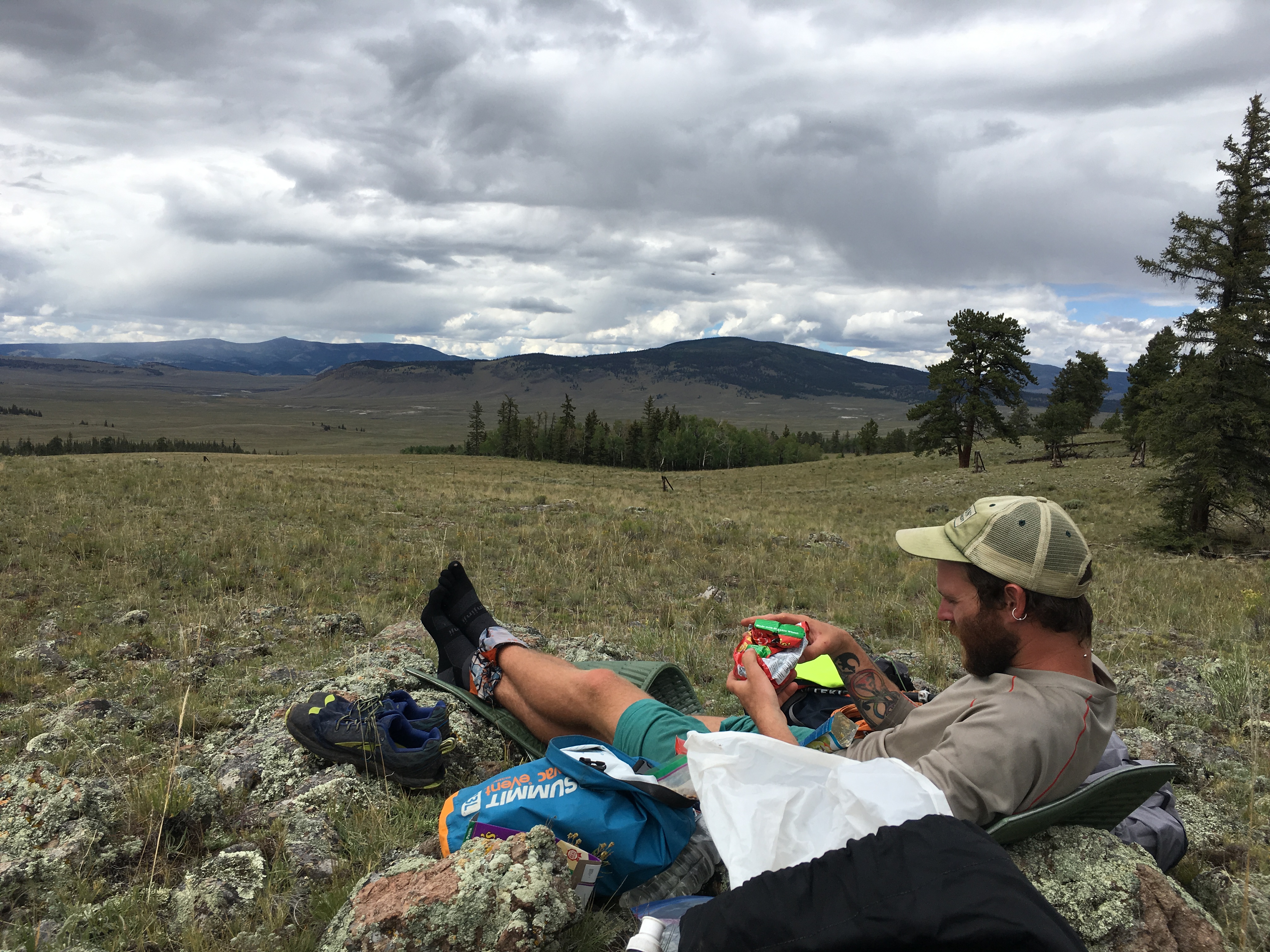 hiker eating